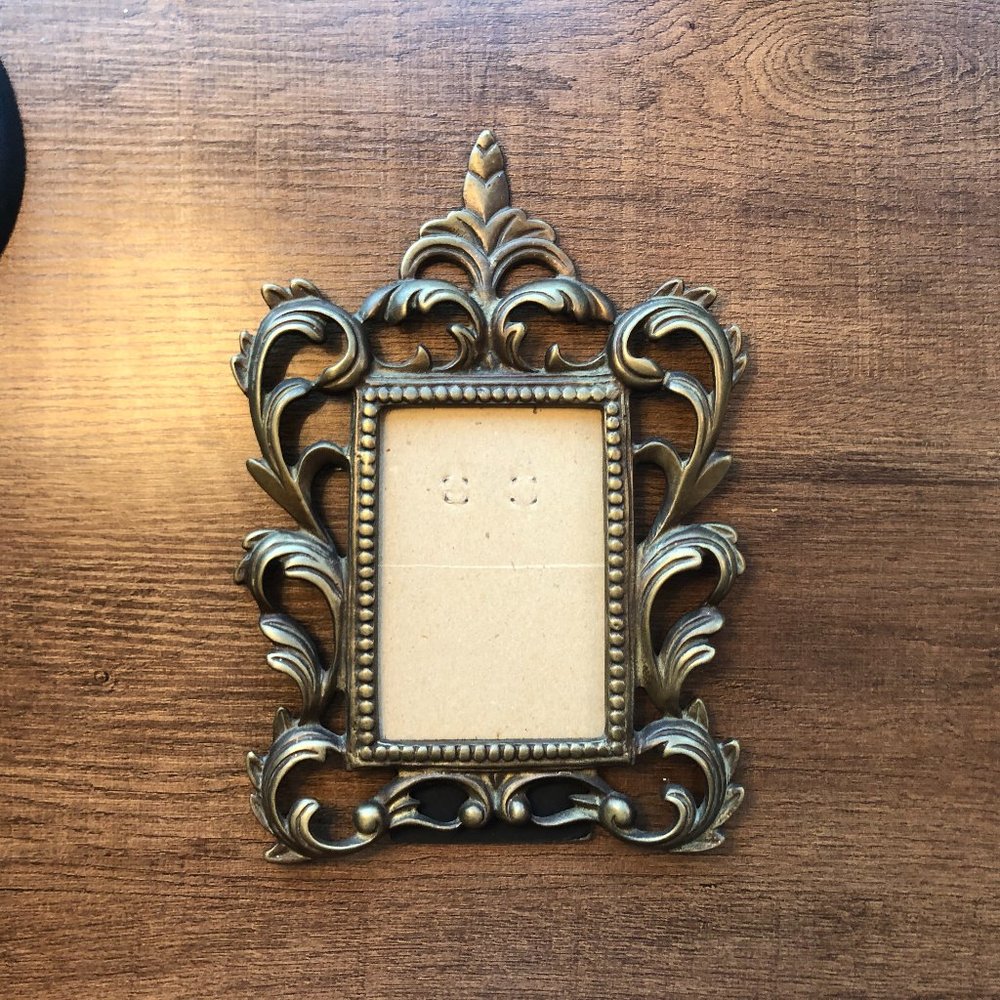 Aged Patina Solid Brass Ornate Larson Juhl Frame